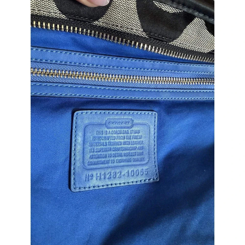 Coach Jacquard Black Blue Hamptons Weekend Satchel Purse C1282-10055